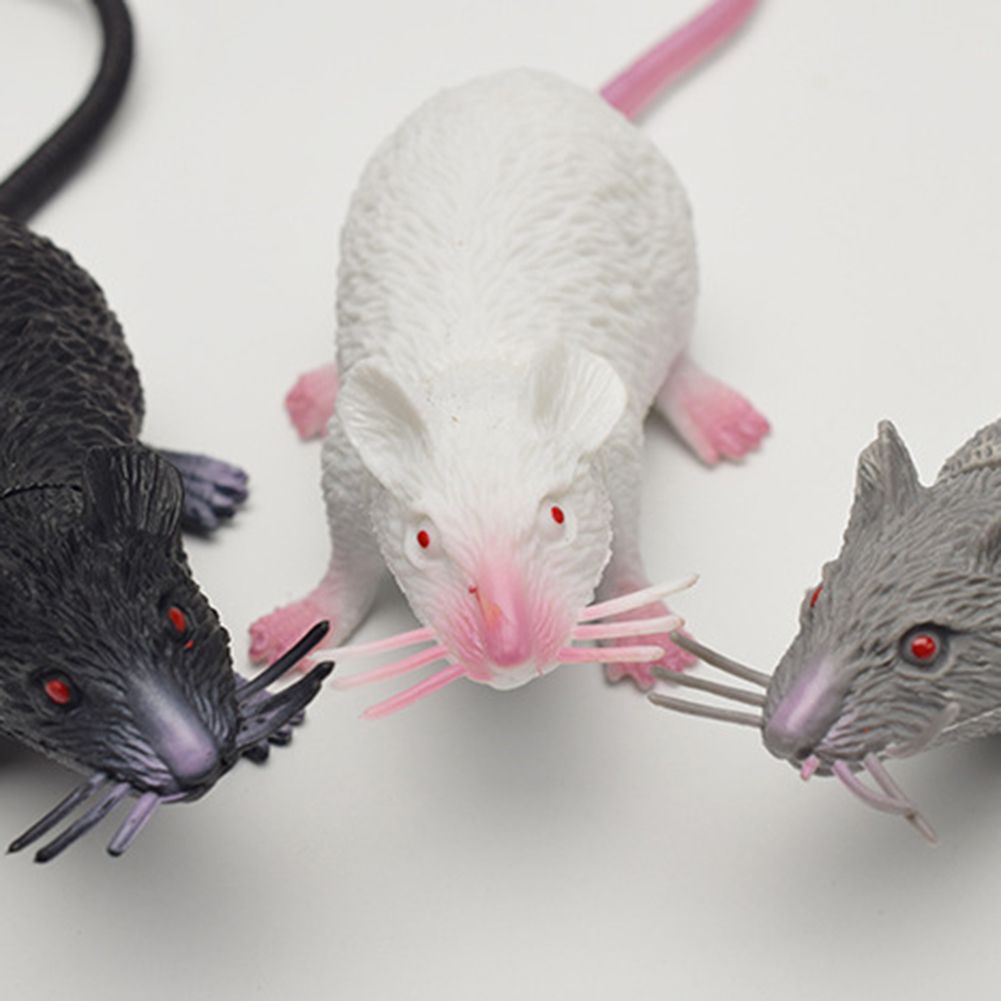 Simulation Long Tail Mouse Rat Trick Joke Toy Photo Props Halloween Party Decor-Black