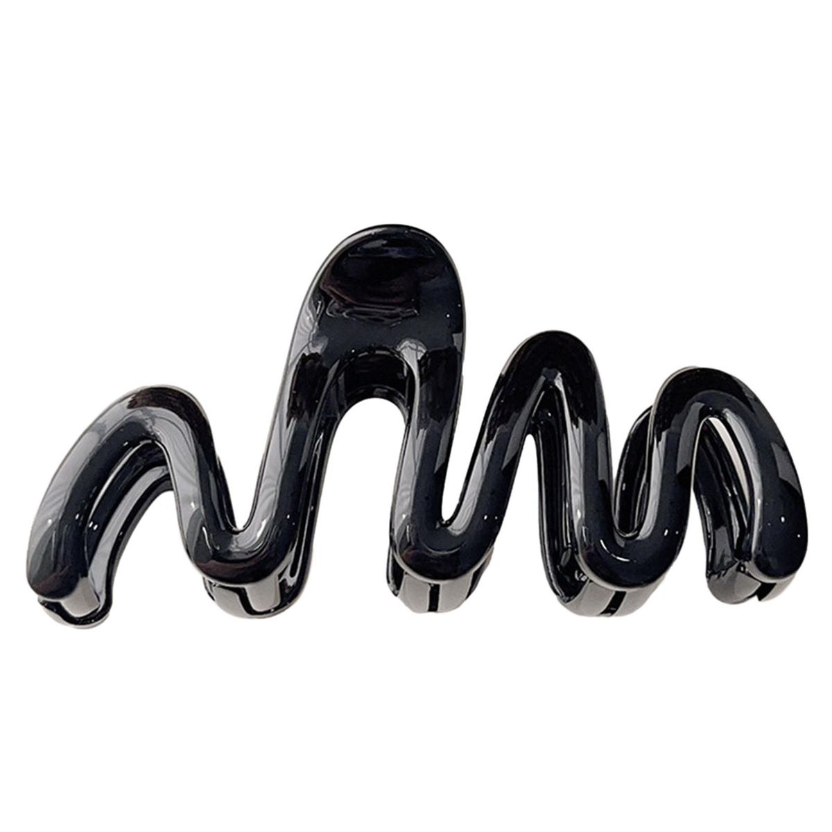 Ladies Hair Clip Wave Shape Hollow Hair Claw Strong Grip for Women Black