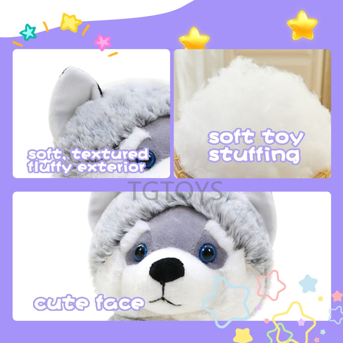 Light up Husky Stuffed Animals for Kids Musical Dog Plush Toy with Night Light Puppy Stuffed Animal for Girls Babies 12