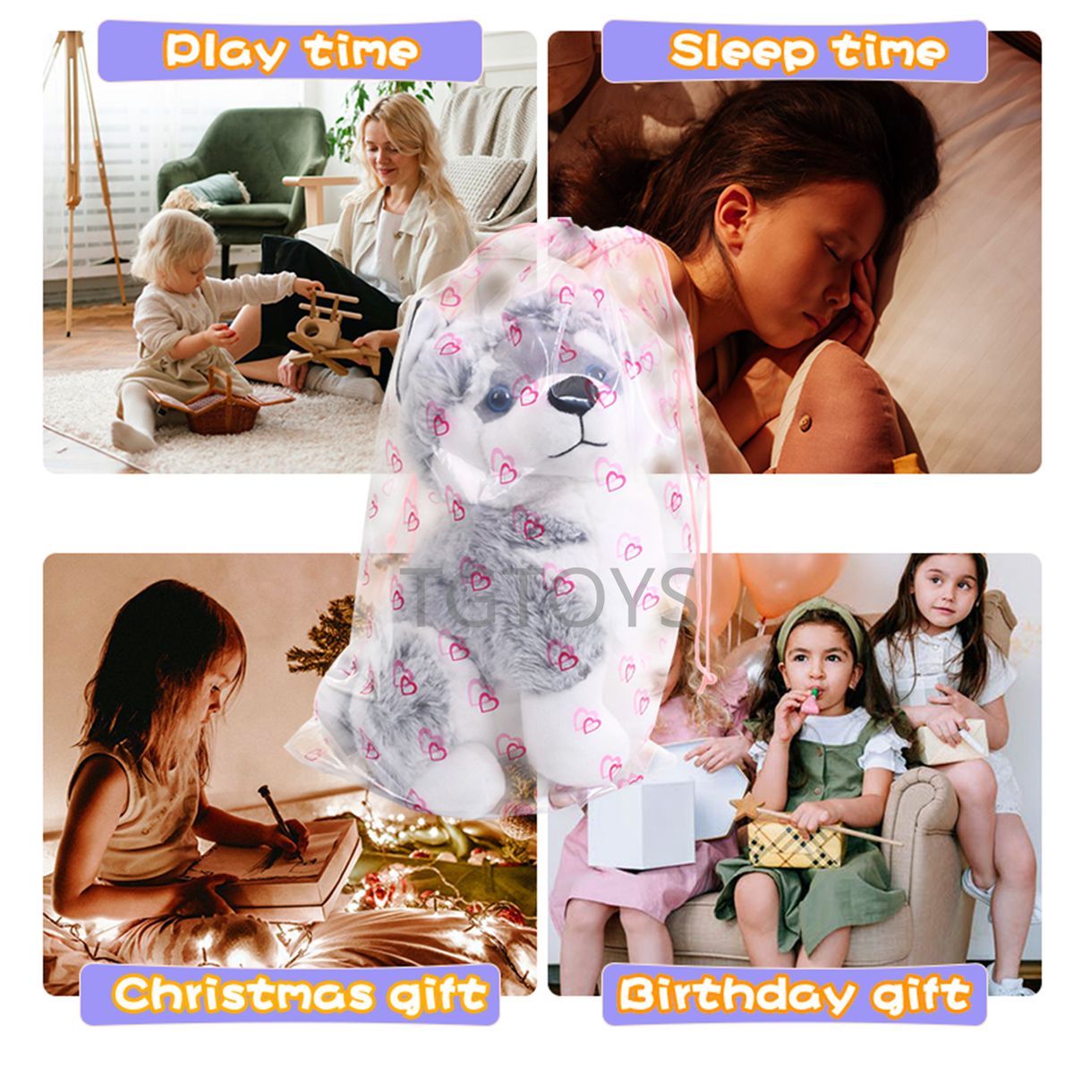 Light up Husky Stuffed Animals for Kids Musical Dog Plush Toy with Night Light Puppy Stuffed Animal for Girls Babies 12