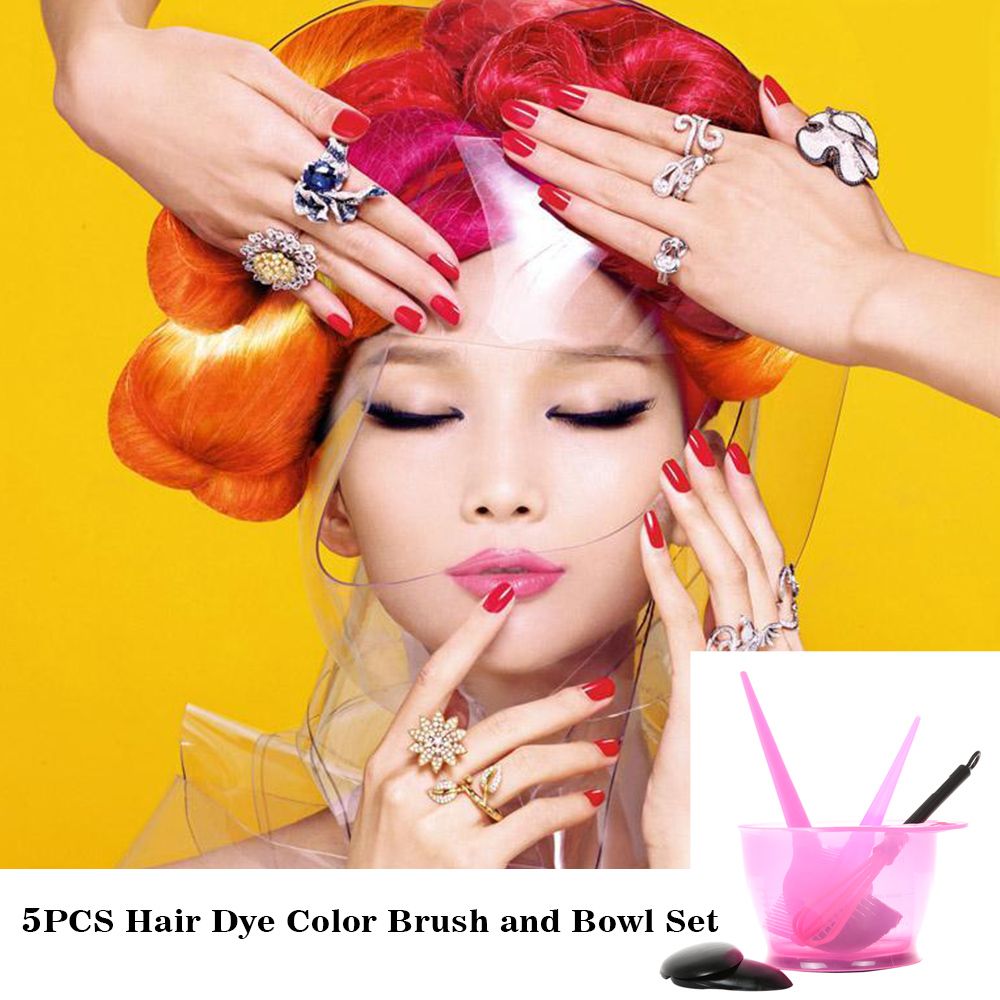 5PCS Hair Dye Color Brush And Bowl Set Ear Caps Dye Mixer