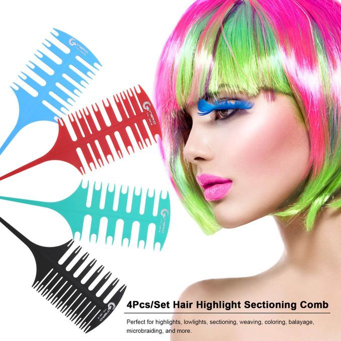 4Pcs/Set Hair Highlight Sectioning Comb For Hair Coloring