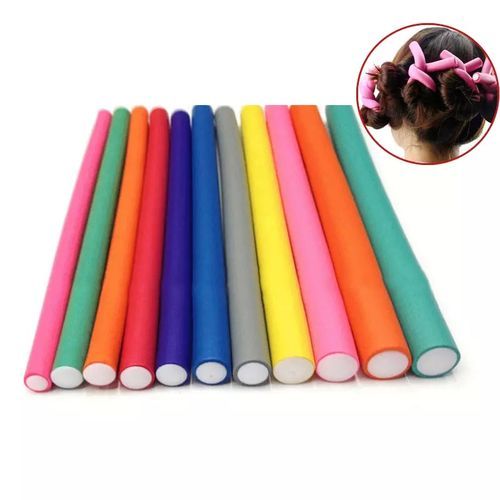 Hair Curlers/Rollers Multi-Coloured -10 Pcs