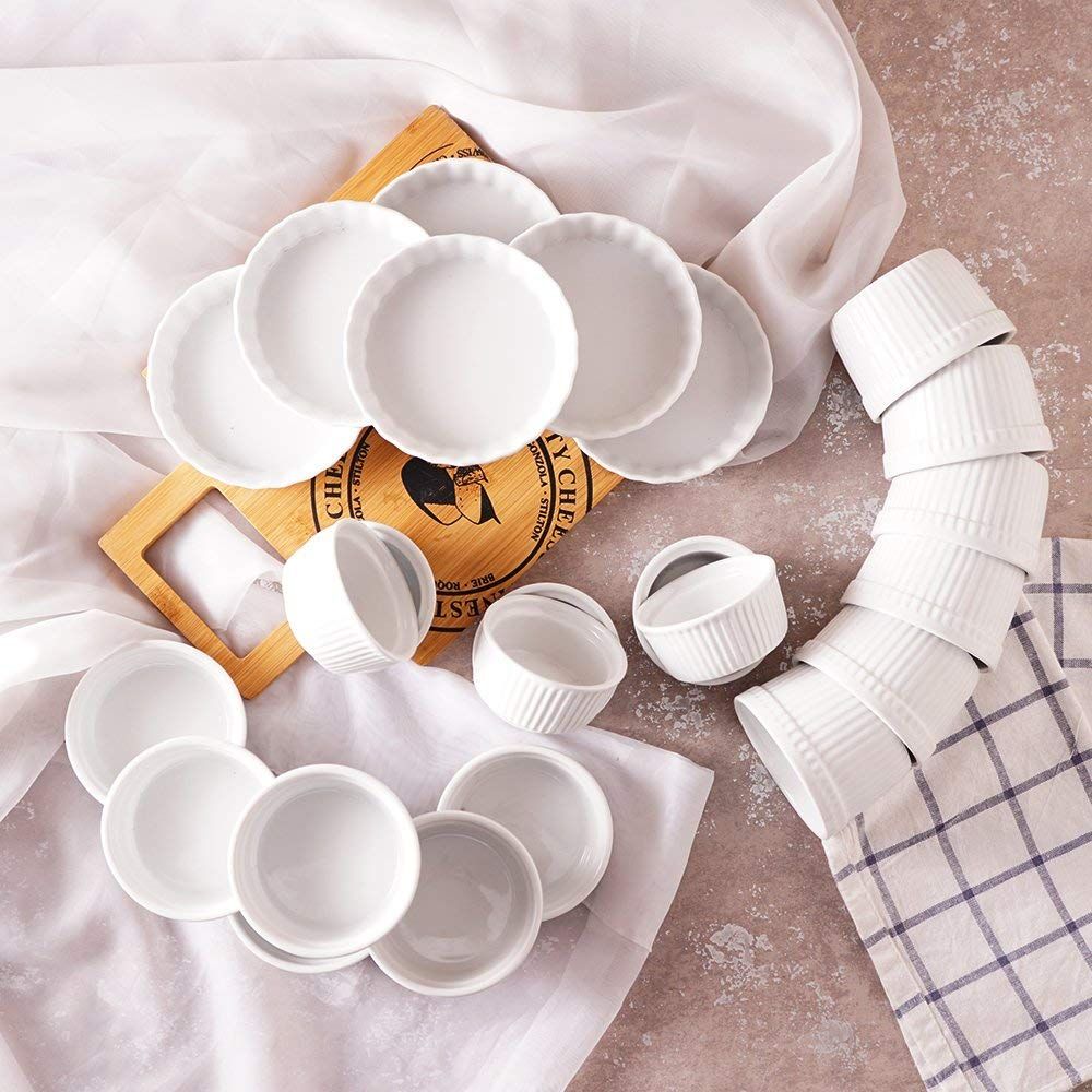 Set Of 6 Fine White Porcelain Ramekins Souffle Cup 6 Szies