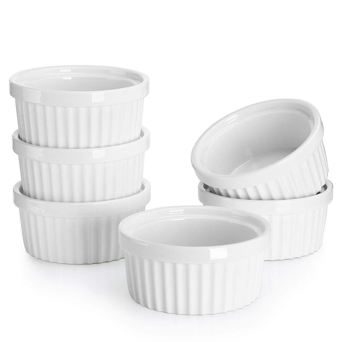Set Of 6 Fine White Porcelain Ramekins Souffle Cup 6 Szies