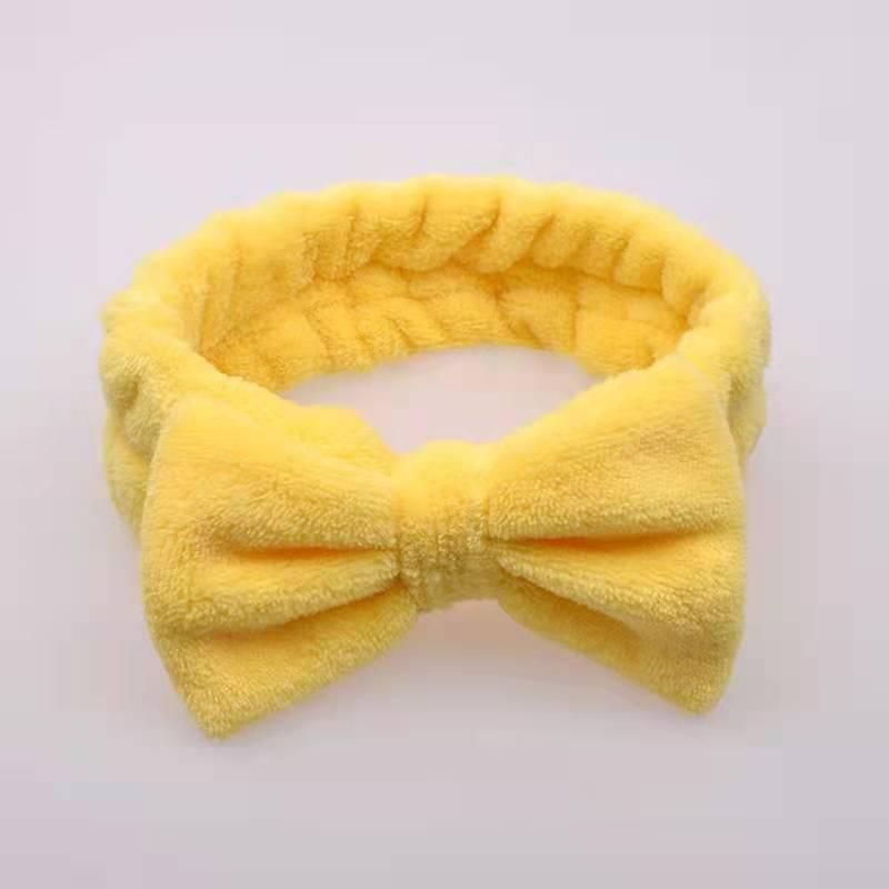 European and American coral fleece bow headband ladies wide-brimmed wash solid color headband flannel headband fashion headwear tooth pink