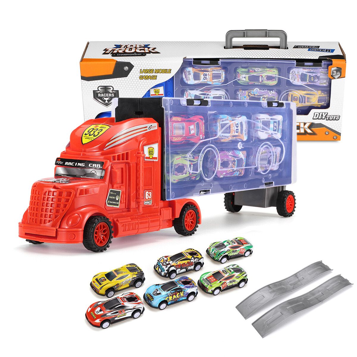6/12pcs Vehicle Set Pull Back Car Toys For Boys Kids Child Party Education Favors Toy Christmas Gift Set Red+6car