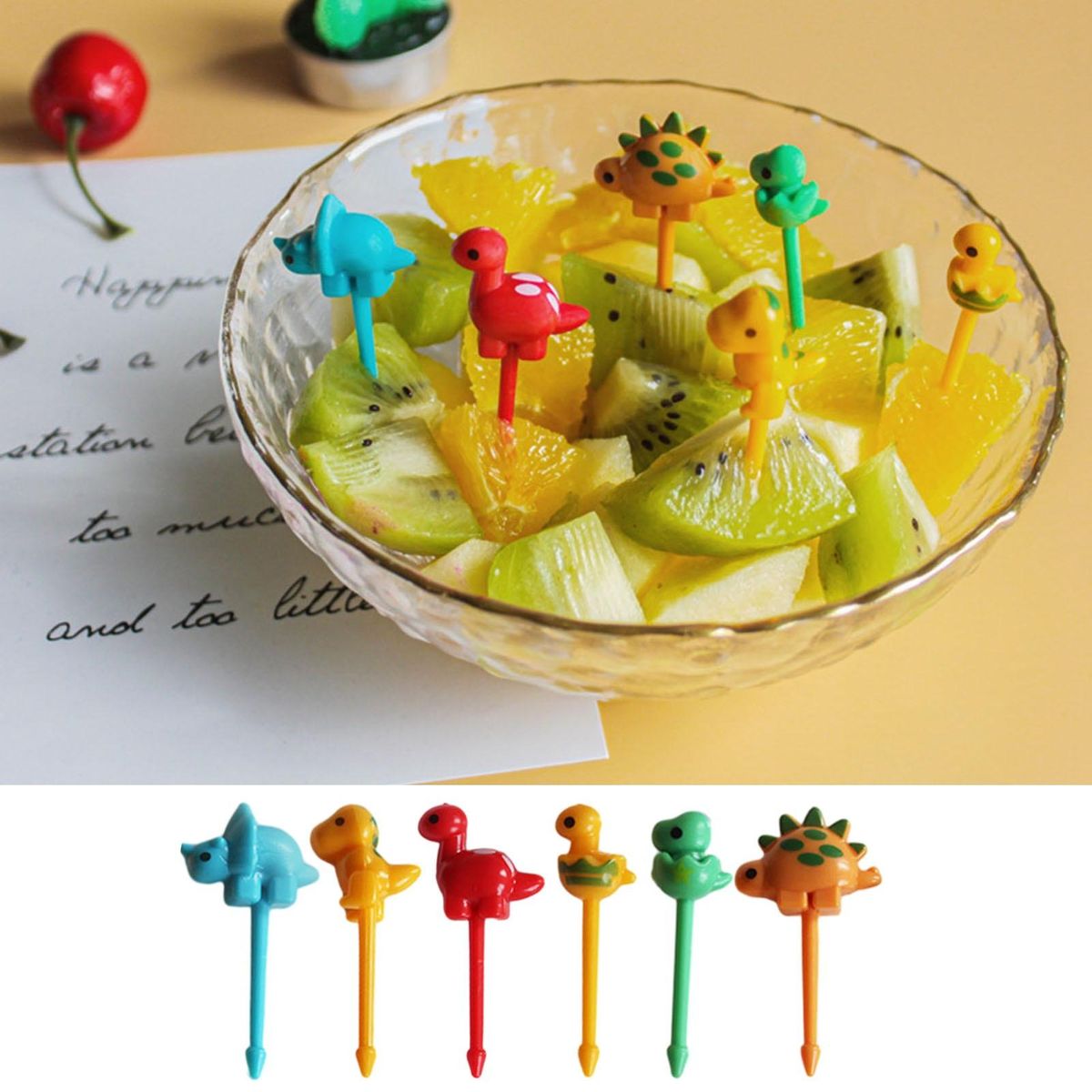 Cartoon Design Fruit Fork 6-piece Mini Dinosaur Fruit Forks for Fruits