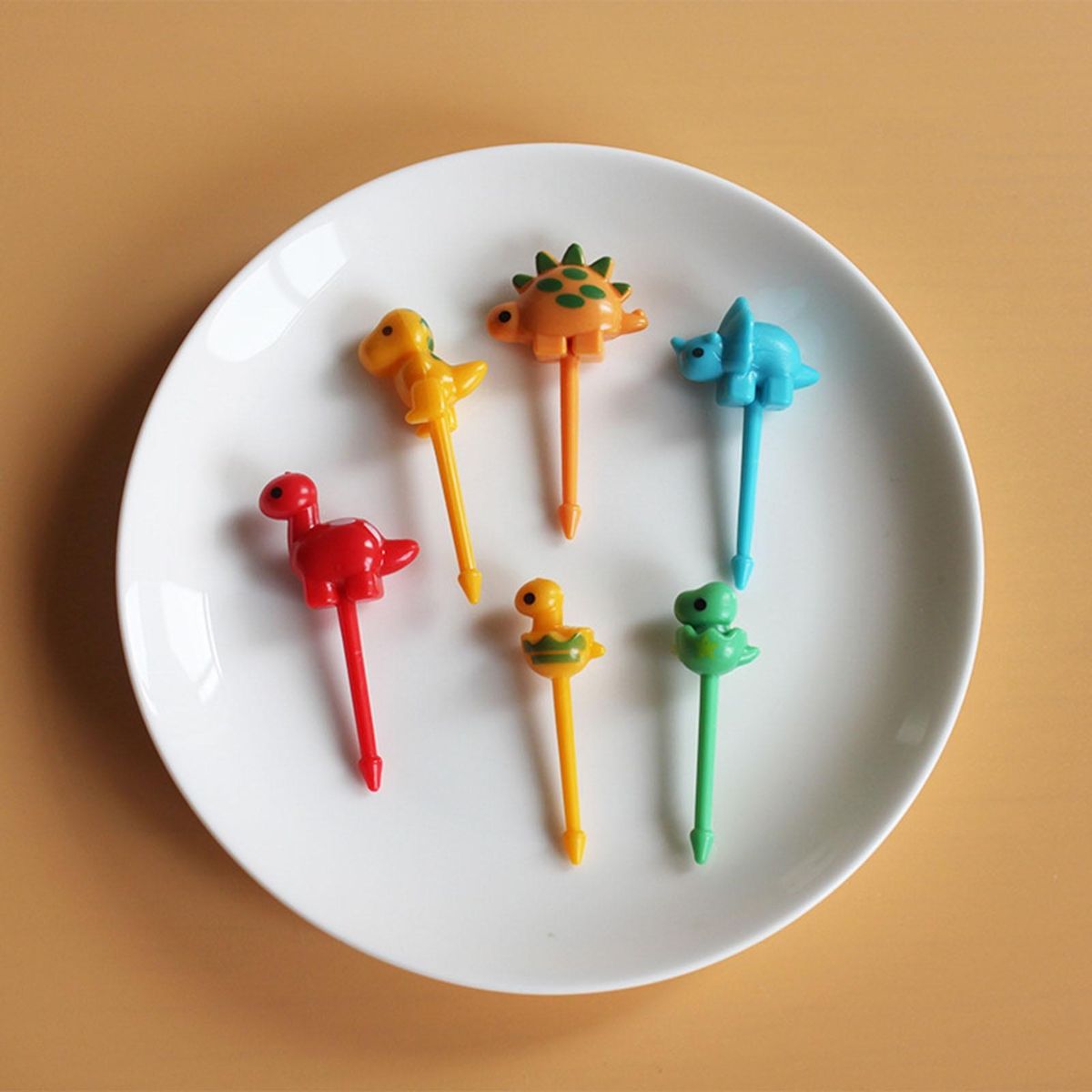 Cartoon Design Fruit Fork 6-piece Mini Dinosaur Fruit Forks for Fruits