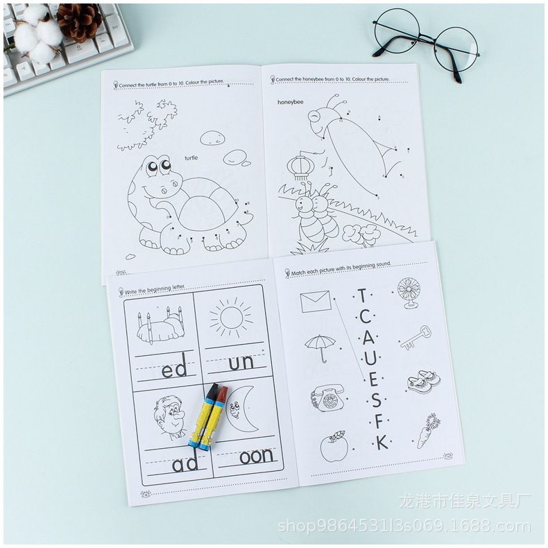 4 In 1 Colouring And Sticker Drawing/ Painting Activity Books For Preschool