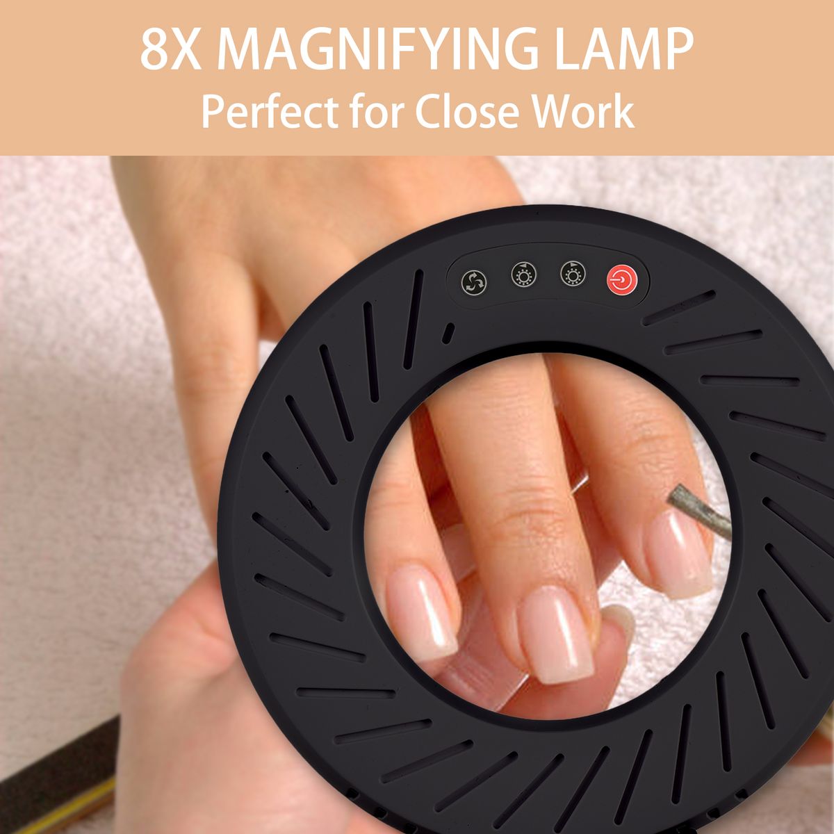 LED Adjustable Magnifier Desk Light With Clamp-8X