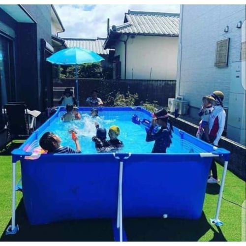 Metal Frame Rectangle  Swimming Pool Set With Ladder- 4.5m X 2.2m X 84cm-BLUE