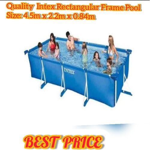 Metal Frame Rectangle  Swimming Pool Set With Ladder- 4.5m X 2.2m X 84cm-BLUE