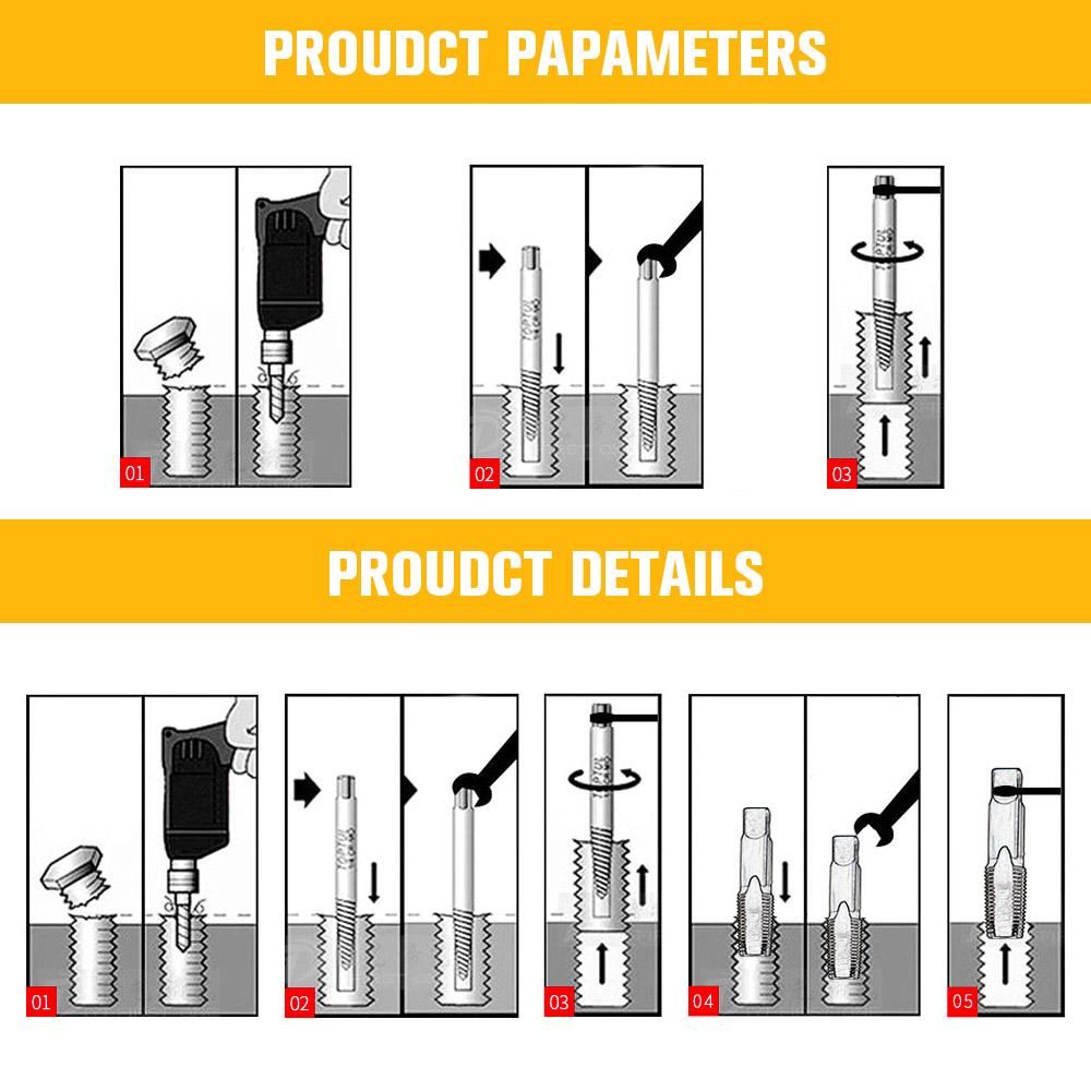 8pcs/set Screw Extractors Alloy Steel Tap Triangle Valve Water Pipe Broken Screw Extractor Kit Damaged Screws Remover