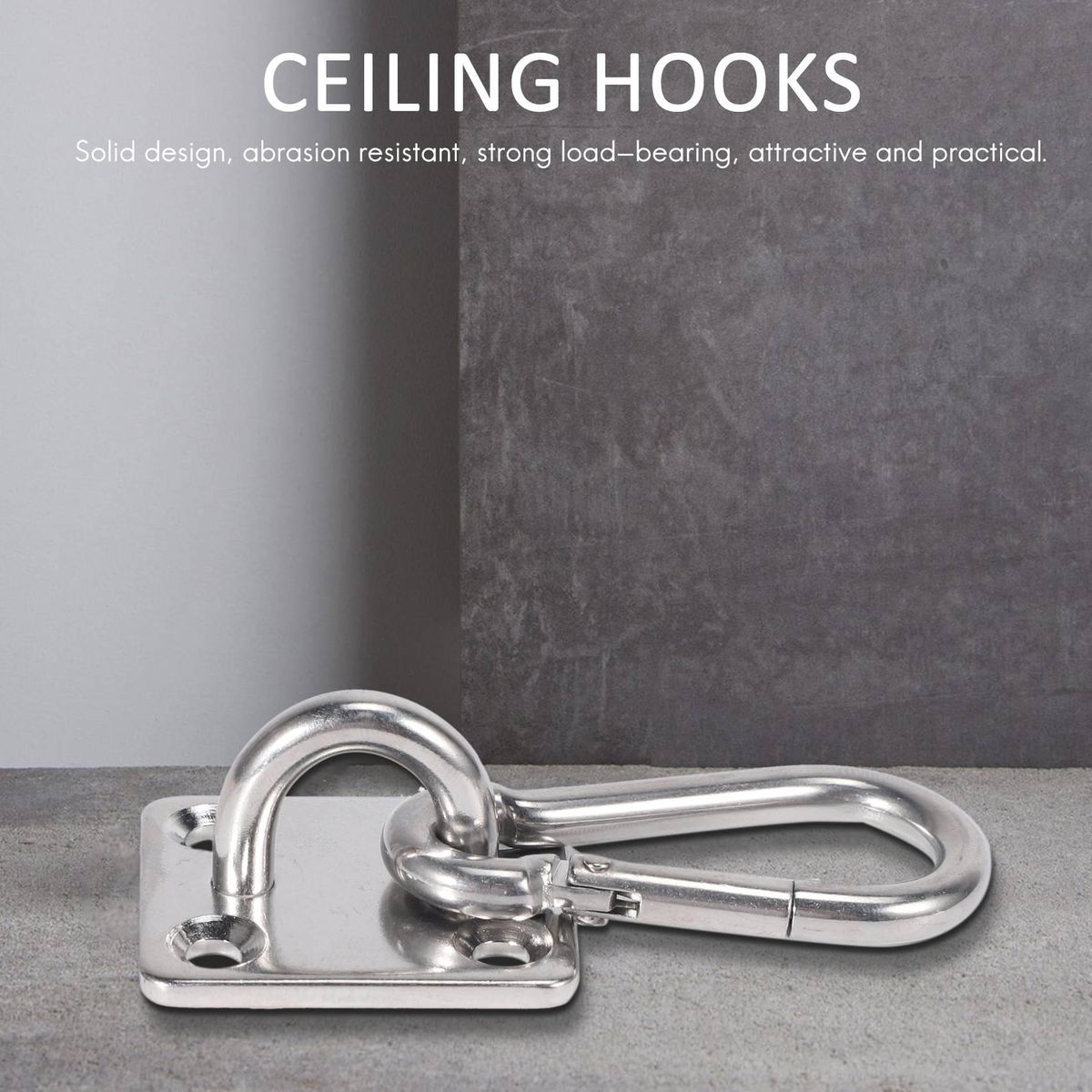 2 Sets Of Suspended Ceiling Wall Mount U-Shaped Hooks Stainless Steel Heavy Duty Multi-Function Hammock Hammock Hook Metal Base Plate with Hook