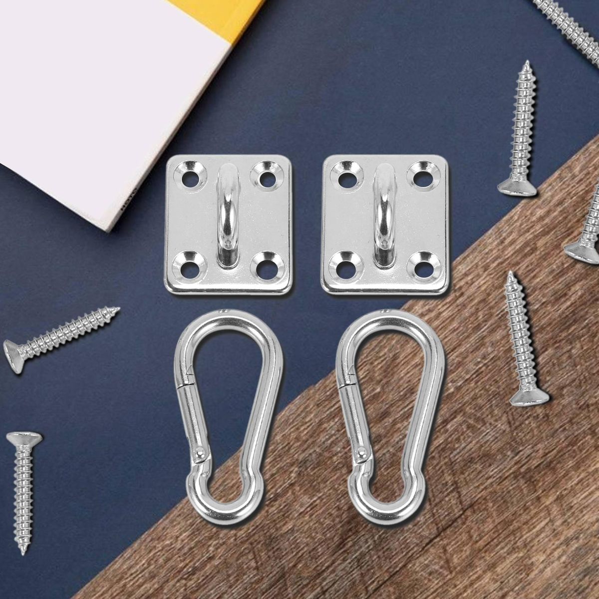 2 Sets Of Suspended Ceiling Wall Mount U-Shaped Hooks Stainless Steel Heavy Duty Multi-Function Hammock Hammock Hook Metal Base Plate with Hook