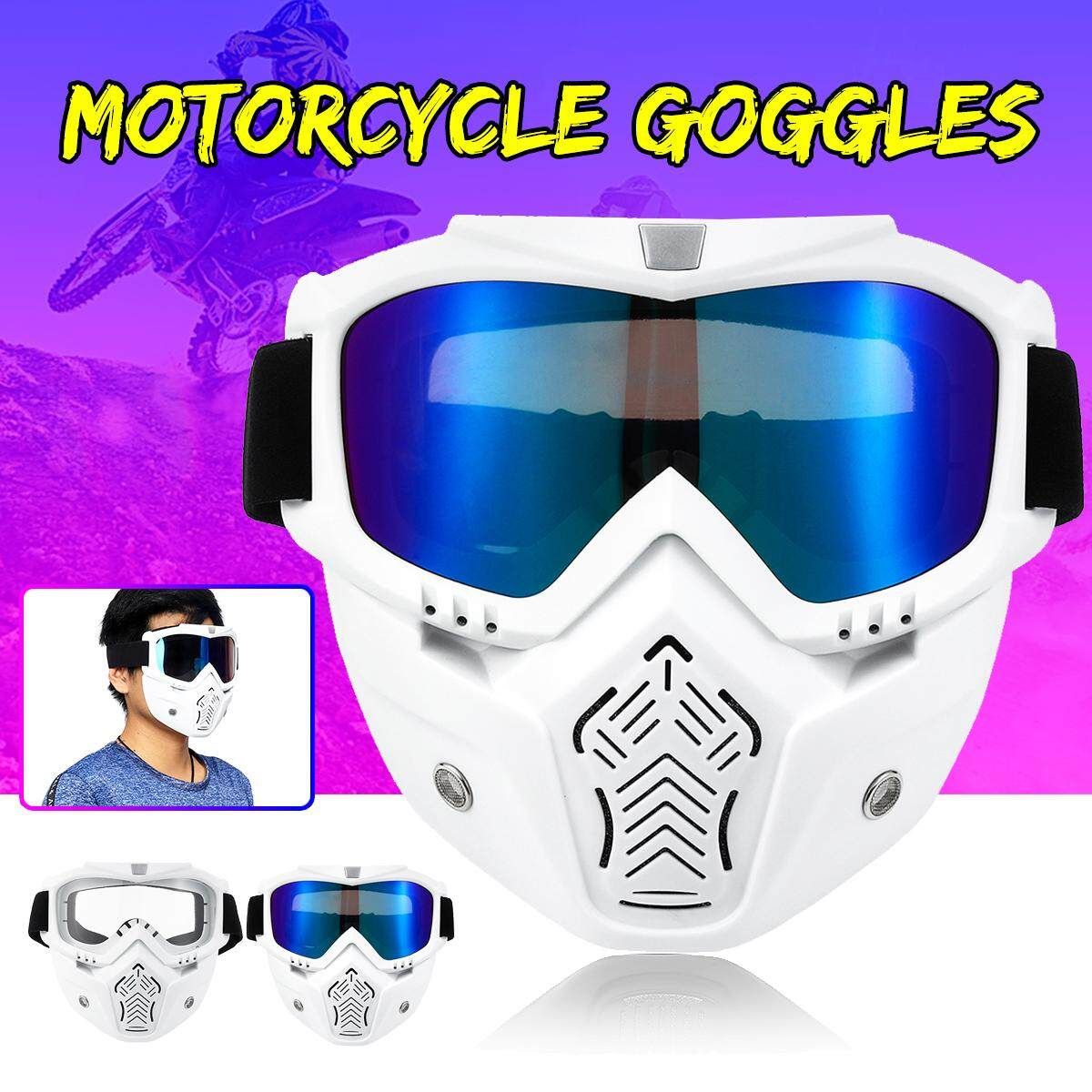 Motorcycle Face Off Road Motocross Dirt Bike Glasses Eyewear TPU+PC Blue