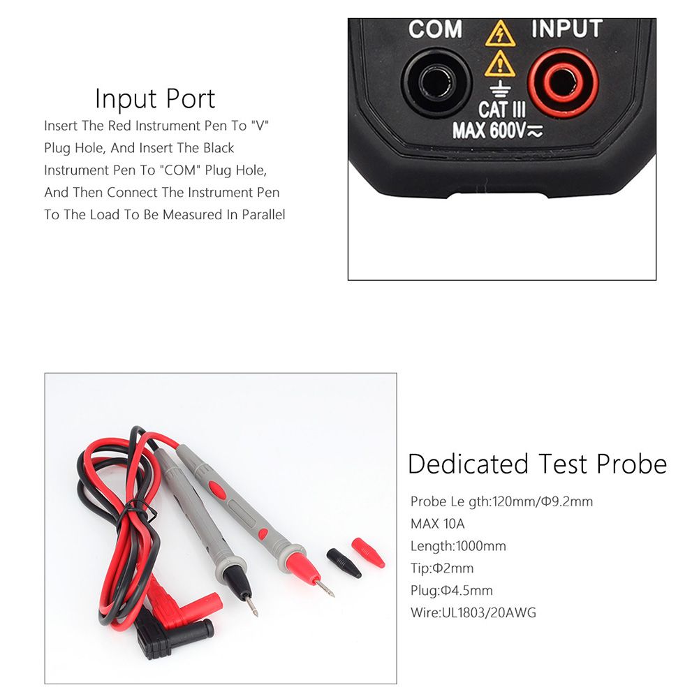 Digital Clamp Multimeter Lighting Function Durable NCV Automatic 600A 600V With Test Probe