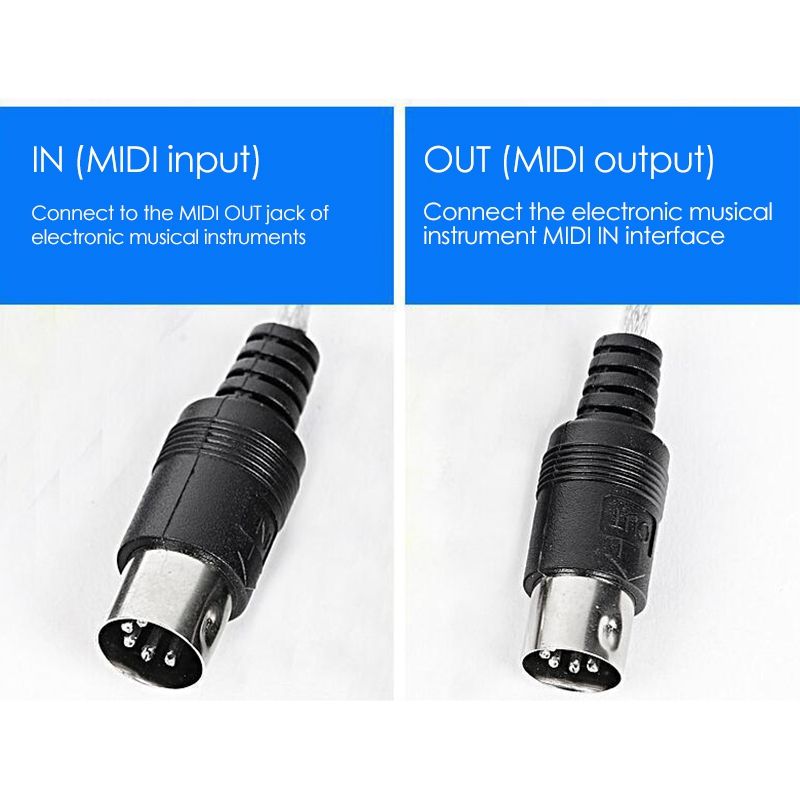 USB To MIDI 5Pin Cable Converter For Piano Electronic