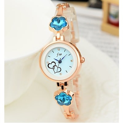 Simple Fashion Blue Design Watch with Rosegold Strap