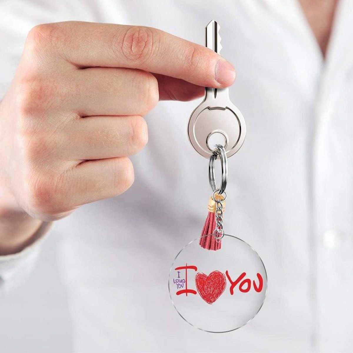 180Pcs Clear Acrylic Circle Discs Keychain  Tassel DIY