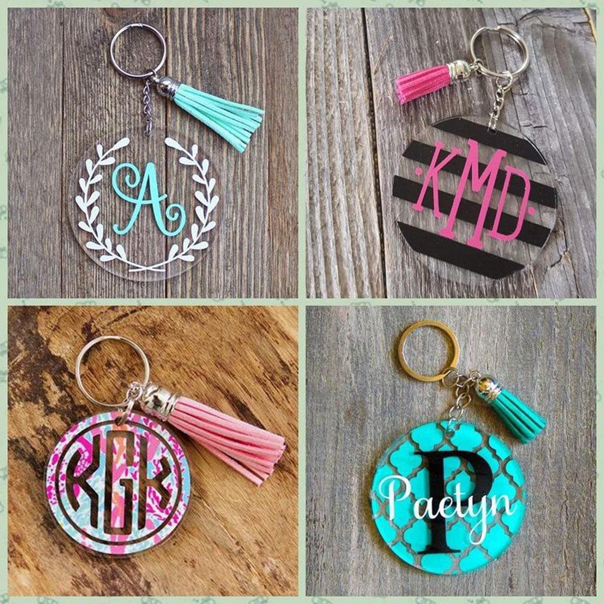 180Pcs Clear Acrylic Circle Discs Keychain  Tassel DIY