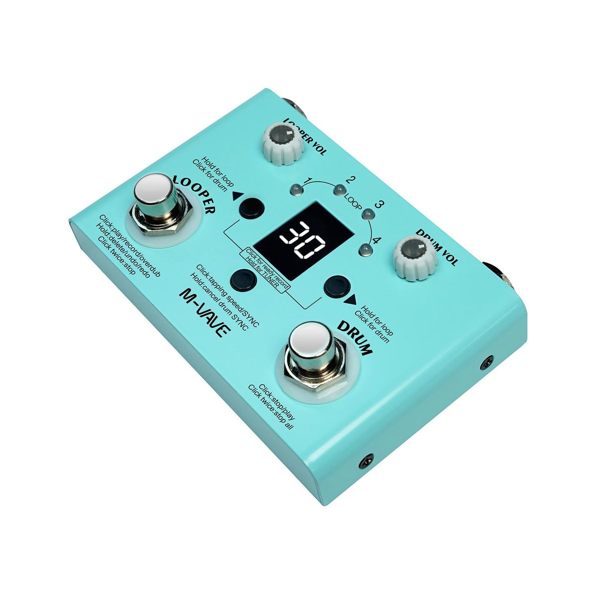 M-VAVE LOST TEMPO Effect Pedal Drum & Looper Effector Mini 2-in-1 Looper & Drum Machine Double Footswitch Looper Pedal Looper Guitar Pedal 30 Drums & 4 Loops High Precision Tuner Adjustable Speed