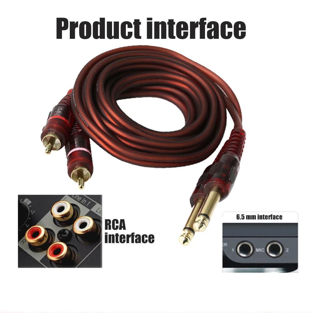 Audio Cable Dual 1/4" Male 6.35mm To Dual RCA Male For