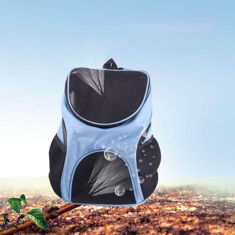 Oxford Folding Fabric Pet Backpack Suitable For Pets Less Than 7kg Free Pill   1 Garbage Bag {blue}