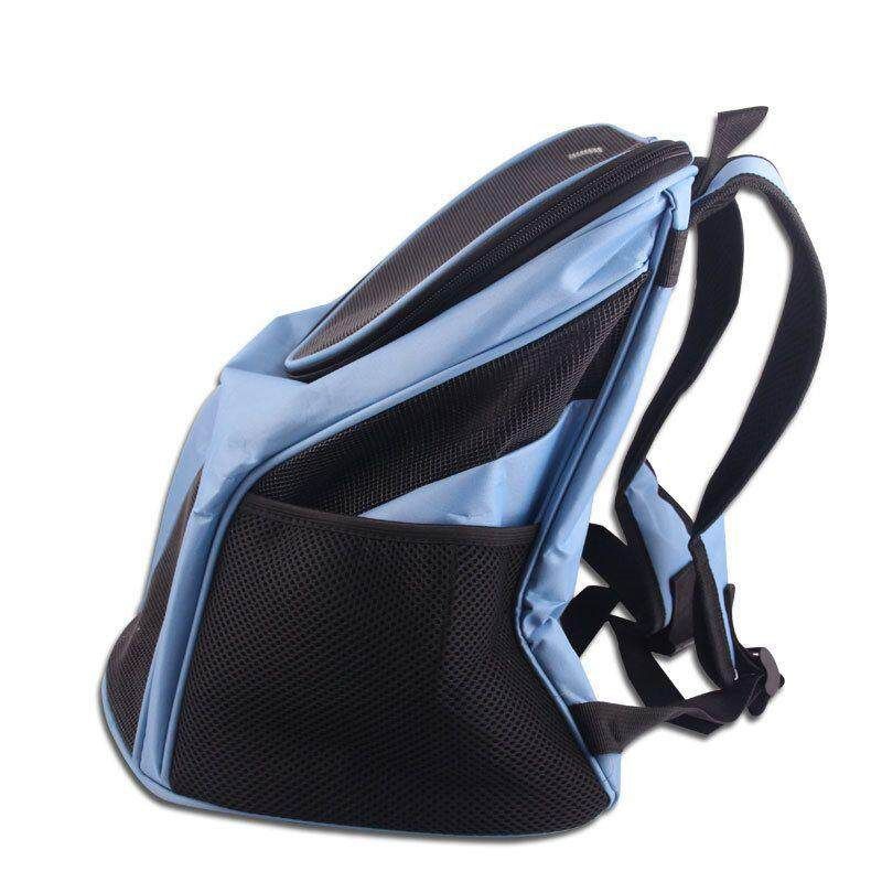 Oxford Folding Fabric Pet Backpack Suitable For Pets Less Than 7kg Free Pill   1 Garbage Bag {blue}