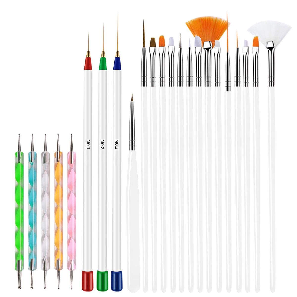 23pcs Nail Art Brushes Nail Liner Painting Carving Dotting Pens Acrylic French Nail Brushes Set For Nail Painting Drawing DIY Nail Tool
