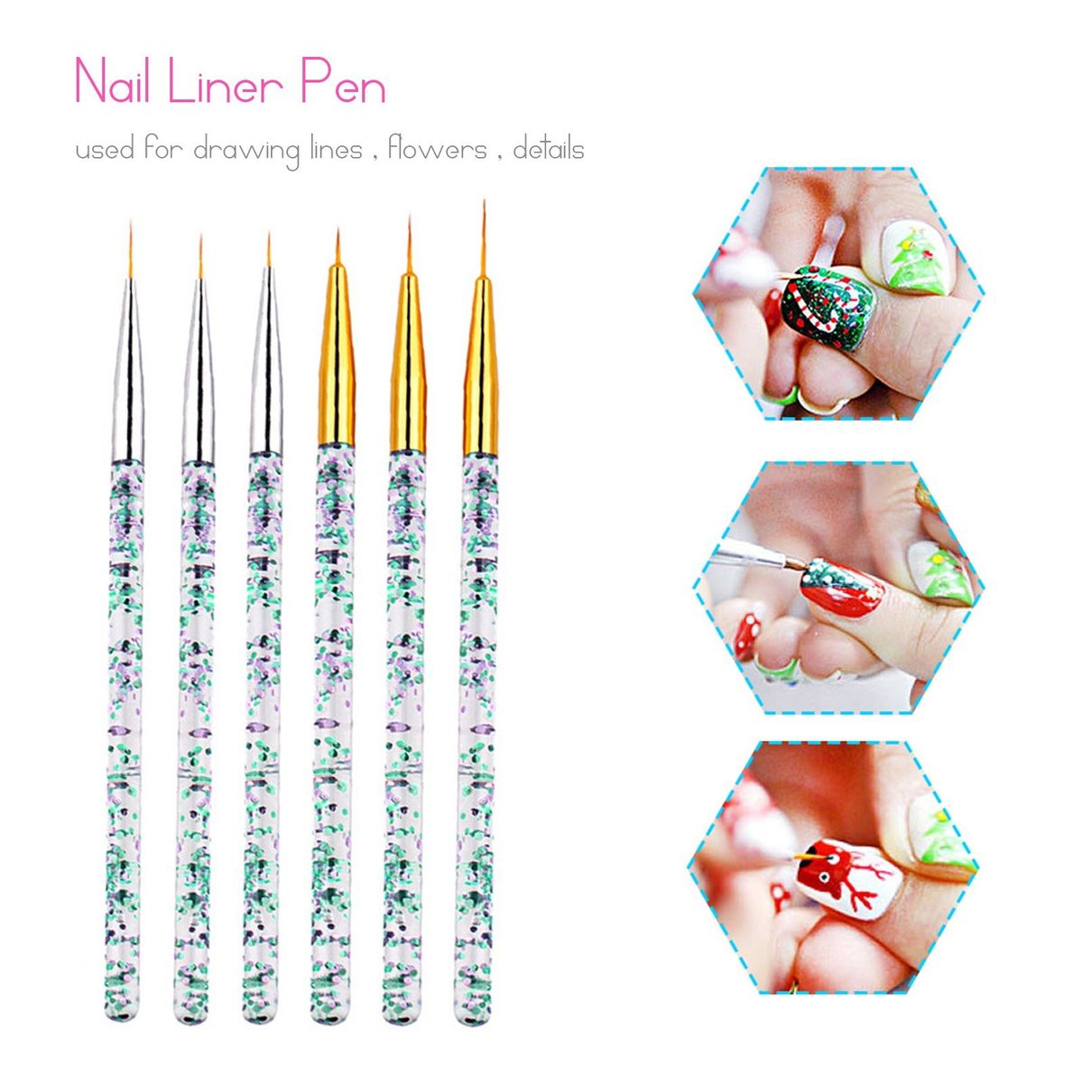 Nail Brushes Set Multi-functional Nail Liner Brushes Nail