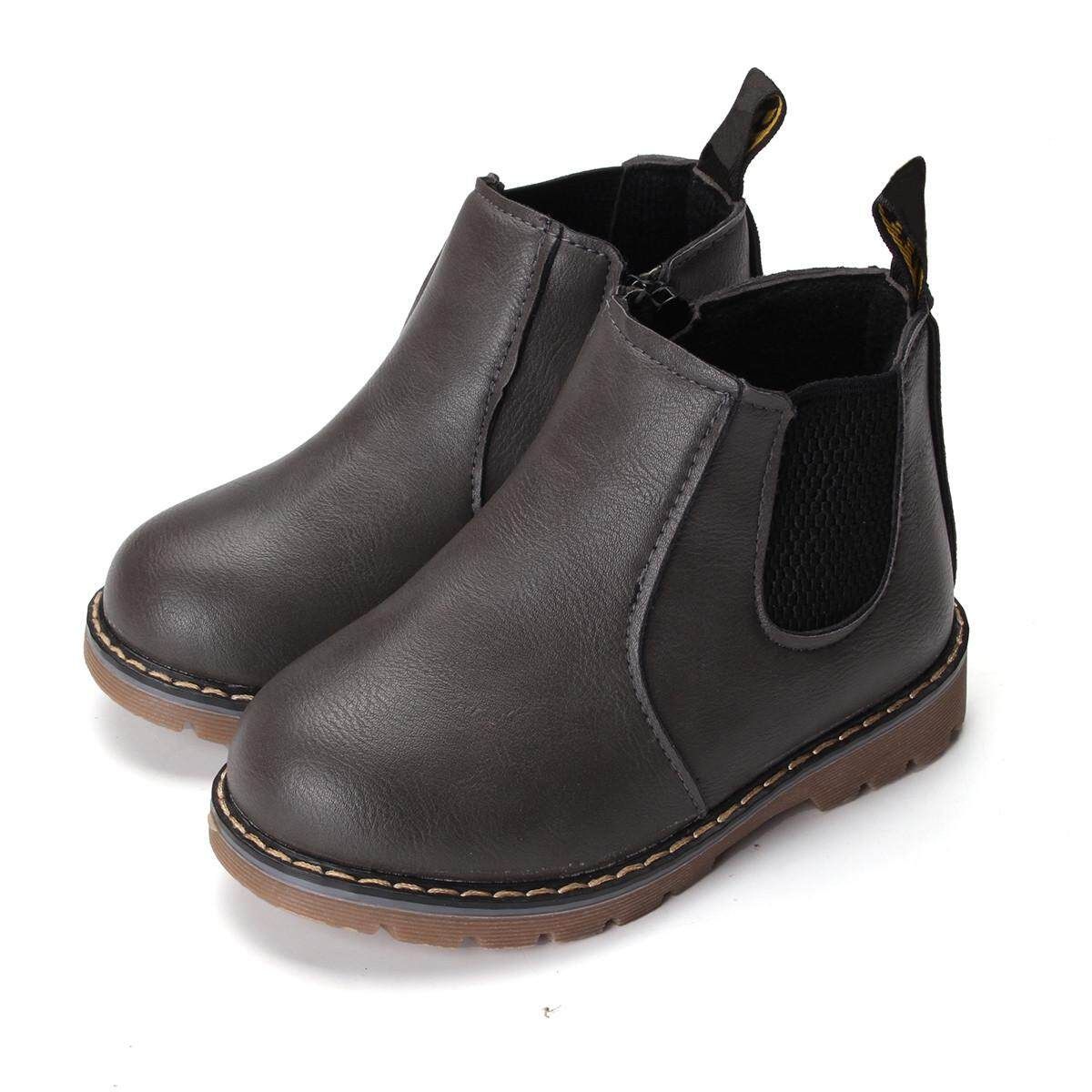 Winter Children Kids Martin Boots Snow Baby Shoes Toddler Boys Girls Boots Gray Grey 26