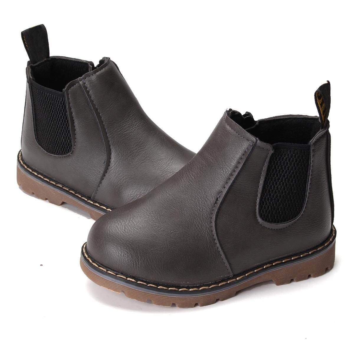 Winter Children Kids Martin Boots Snow Baby Shoes Toddler Boys Girls Boots Gray Grey 26
