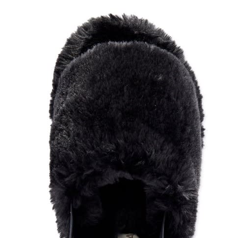 Faux Fur Sandals - Black