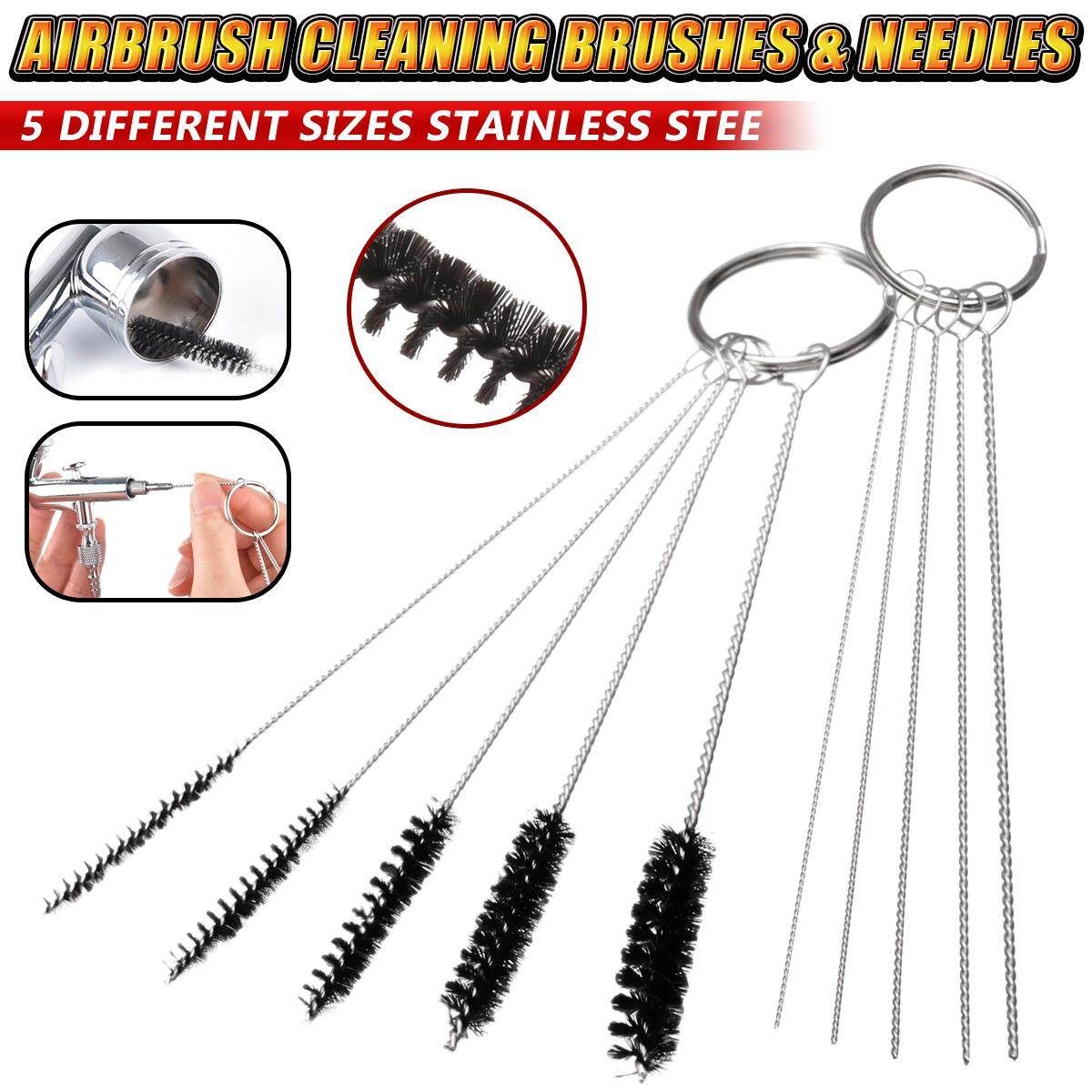 2 Set 5 Sizes Cleaning Brush Kit For Iwata Badger Master Airbrush Spray