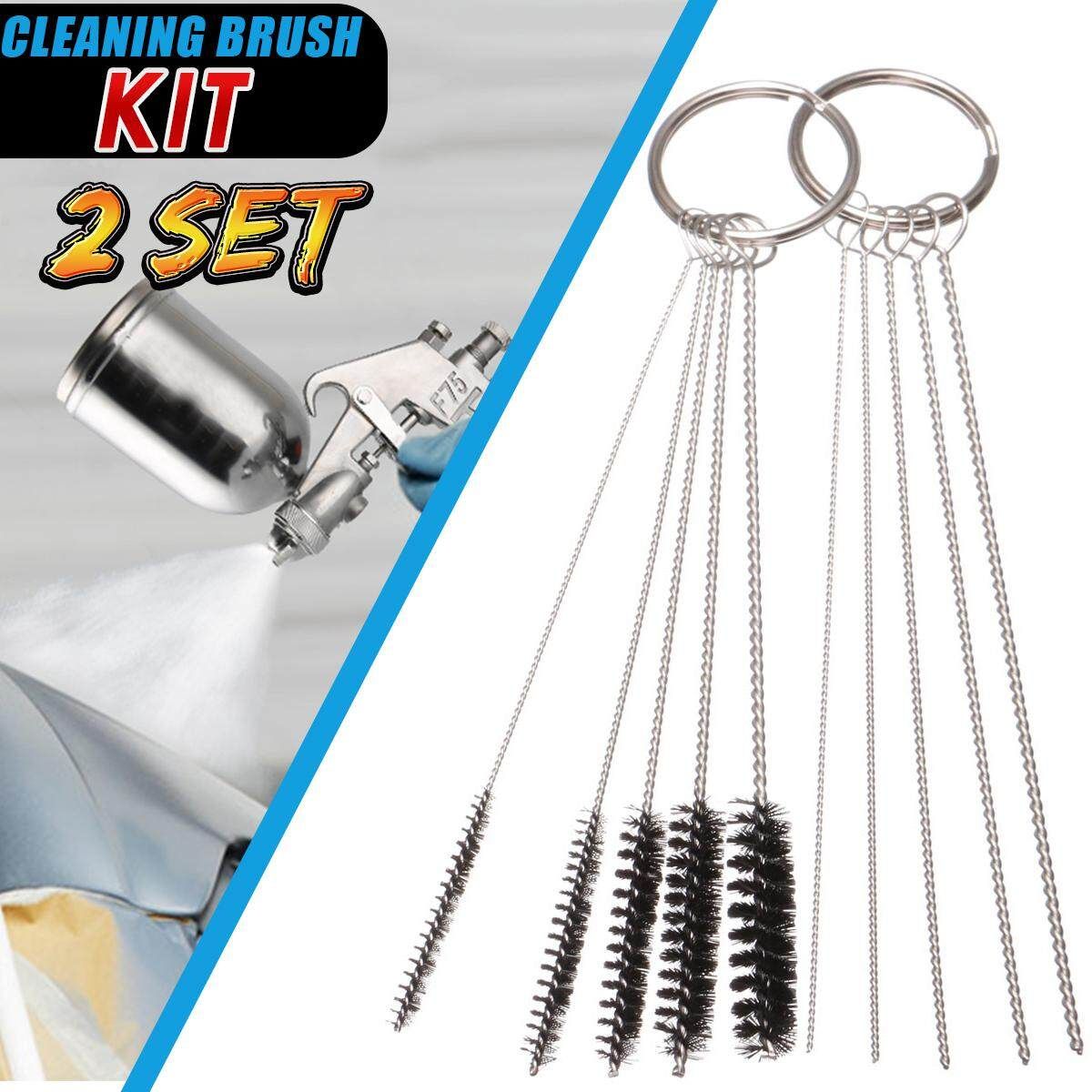 2 Set 5 Sizes Cleaning Brush Kit For Iwata Badger Master Airbrush Spray