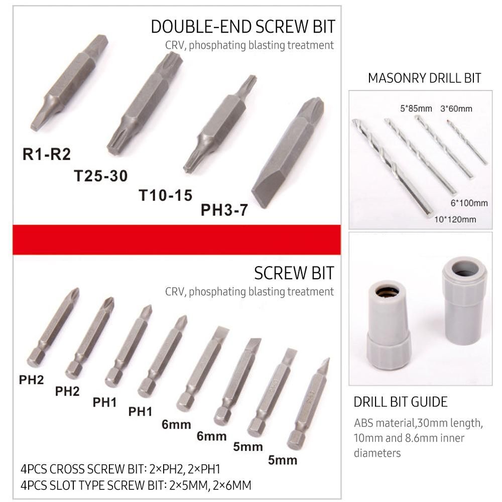 47 Pieces Drill Bit Set Screwdriver Bit Set Includes Hole Saws Masonry Drill Bits Wood Drill Bits & More with Plastic Case for DIY Household Repair