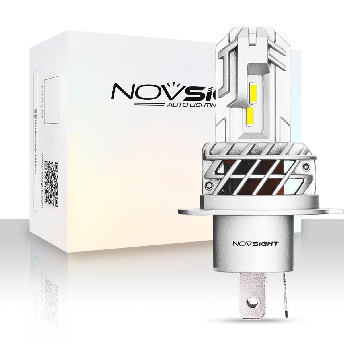 NOVSIGHT Motorcycle LED Fog lights 5000LM Headlight Bulb 6000K White Running Light 28W, Novsight H4, 360°Beam Angle HID Decoder Headlamp, IP68 Waterproof