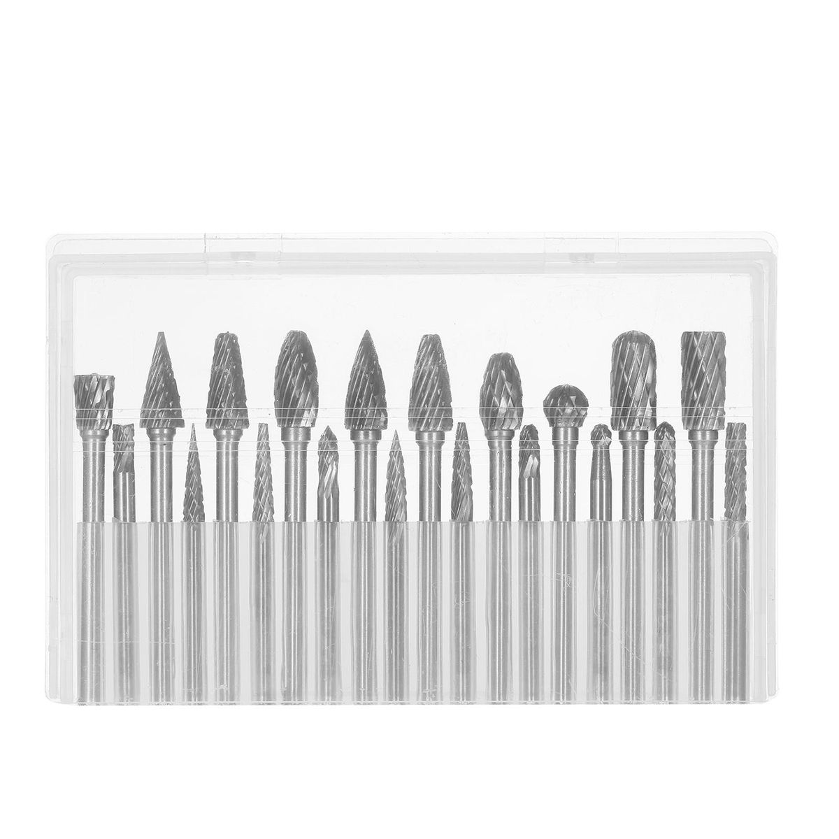 20pcs Double Cut Carbide Rotary Burr Set 1/8in Shank 1/4in and 1/8in Head Size Tungsten Steel Rotary Files Die Grinder Bits for Woodworking Drilling Metal Craving Engraving Polishing