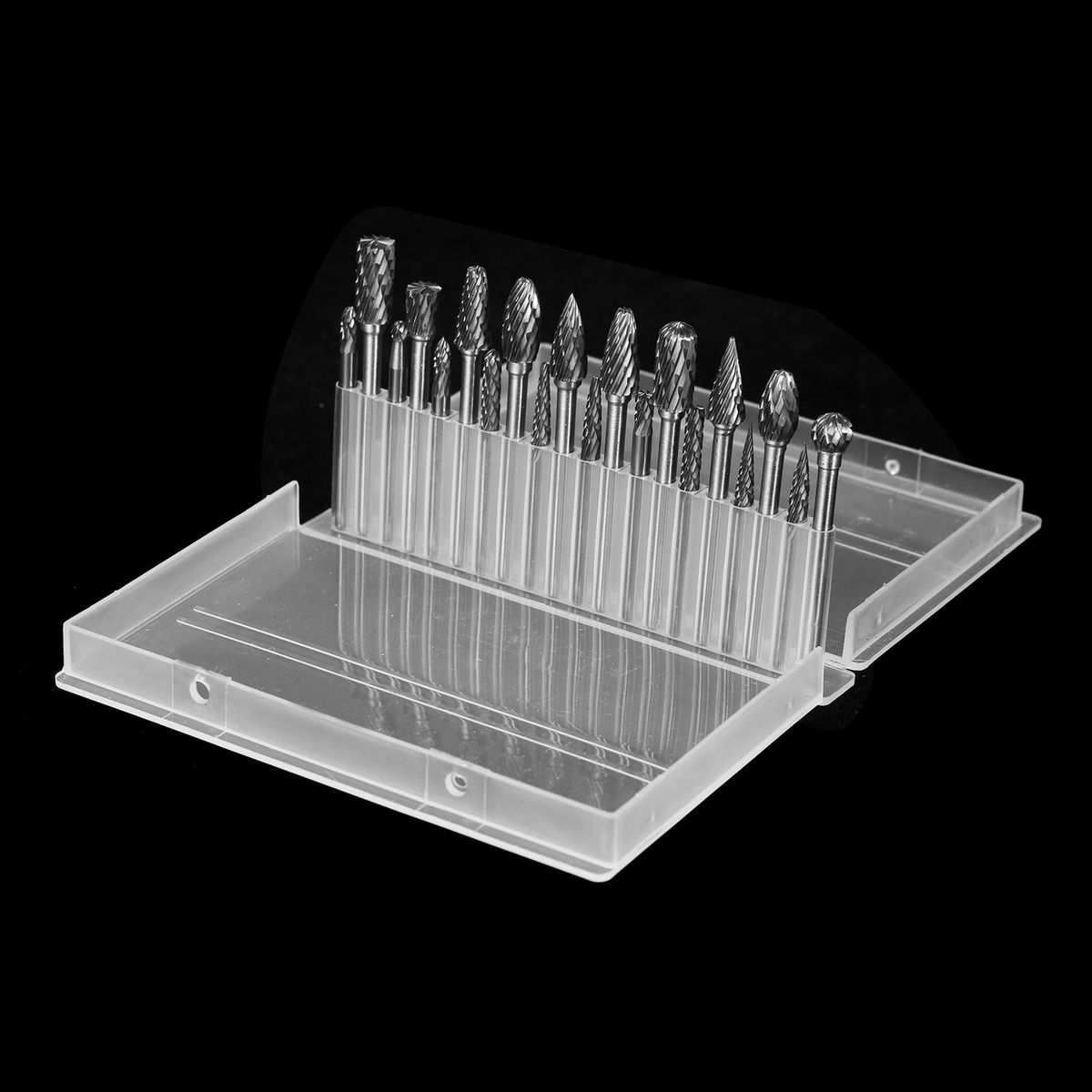 20pcs Double Cut Carbide Rotary Burr Set 1/8in Shank 1/4in and 1/8in Head Size Tungsten Steel Rotary Files Die Grinder Bits for Woodworking Drilling Metal Craving Engraving Polishing