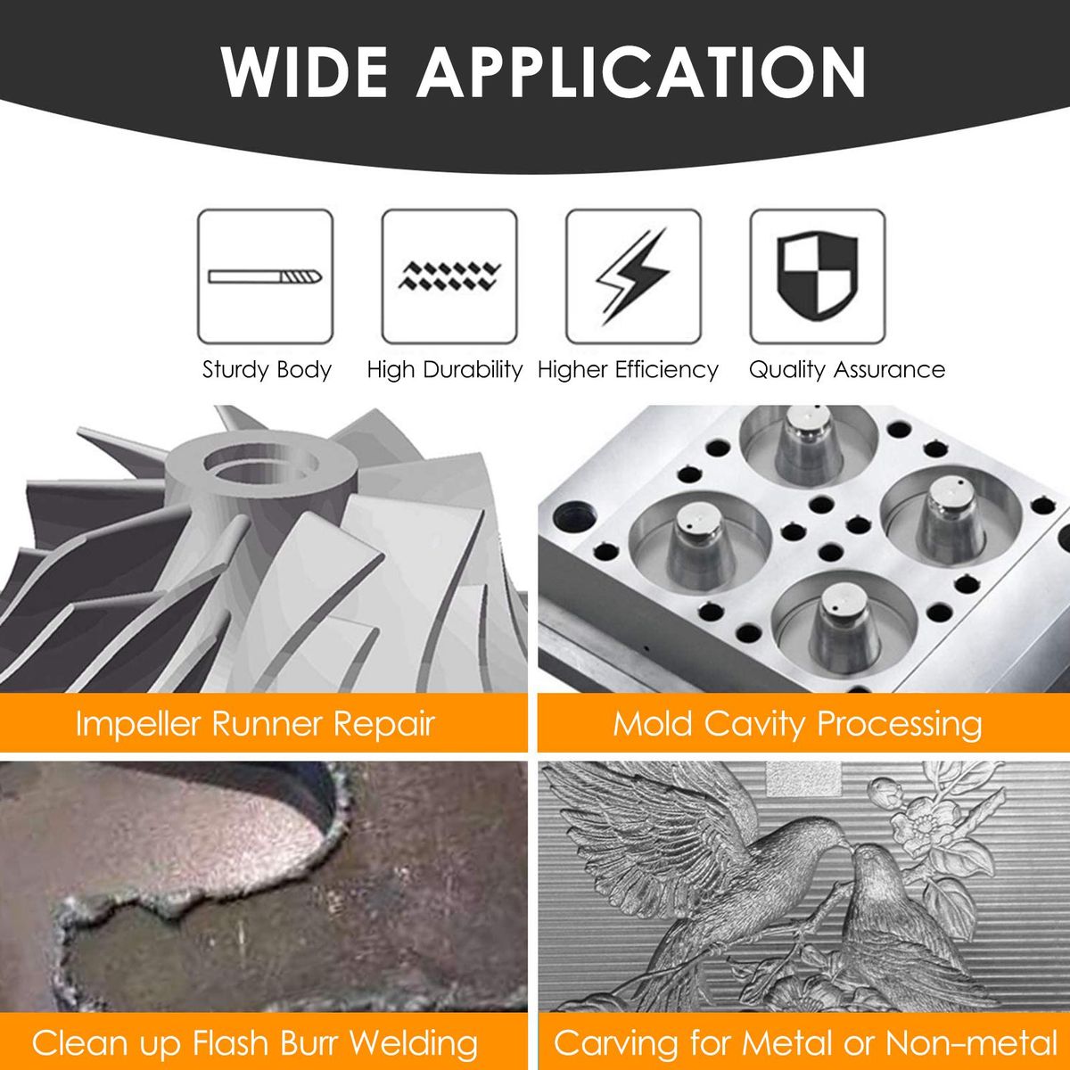 20pcs Double Cut Carbide Rotary Burr Set 1/8in Shank 1/4in and 1/8in Head Size Tungsten Steel Rotary Files Die Grinder Bits for Woodworking Drilling Metal Craving Engraving Polishing