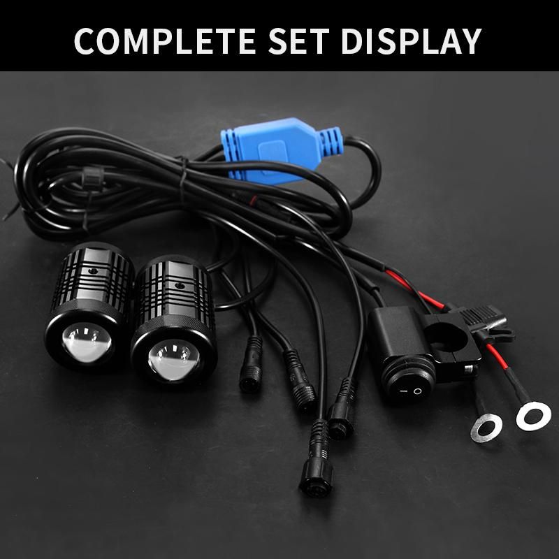 Universal Car Motorcycle LED Projector Lens Work Spotlights White Yellow Dual Colors High Low Beam High Power Mini Size External