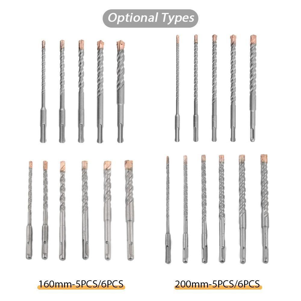 Set of 6PCS 200mm Steel Stone Drill Bit C-ross Cutter Set Kit for Brick Stone Concrete