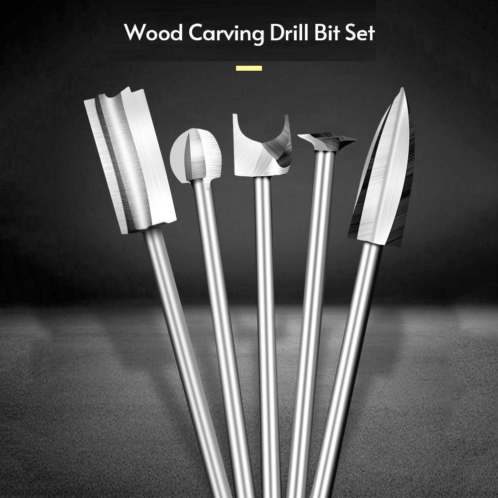 5 Pcs Wood Carving Engraving Drill Bit Set HSS Engraving Drill Bits DIY Wood Carving Tools Accessories