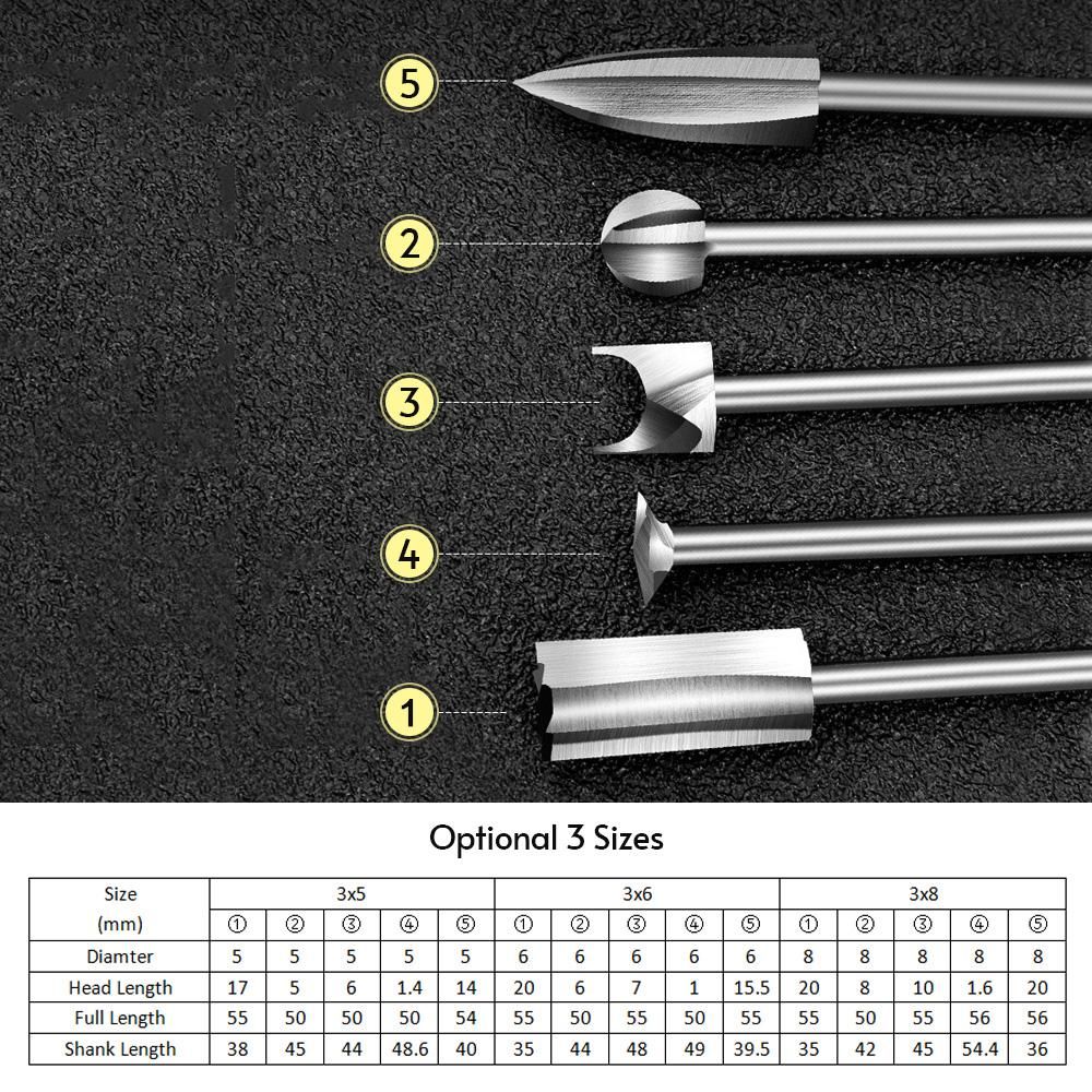 5 Pcs Wood Carving Engraving Drill Bit Set HSS Engraving Drill Bits DIY Wood Carving Tools Accessories