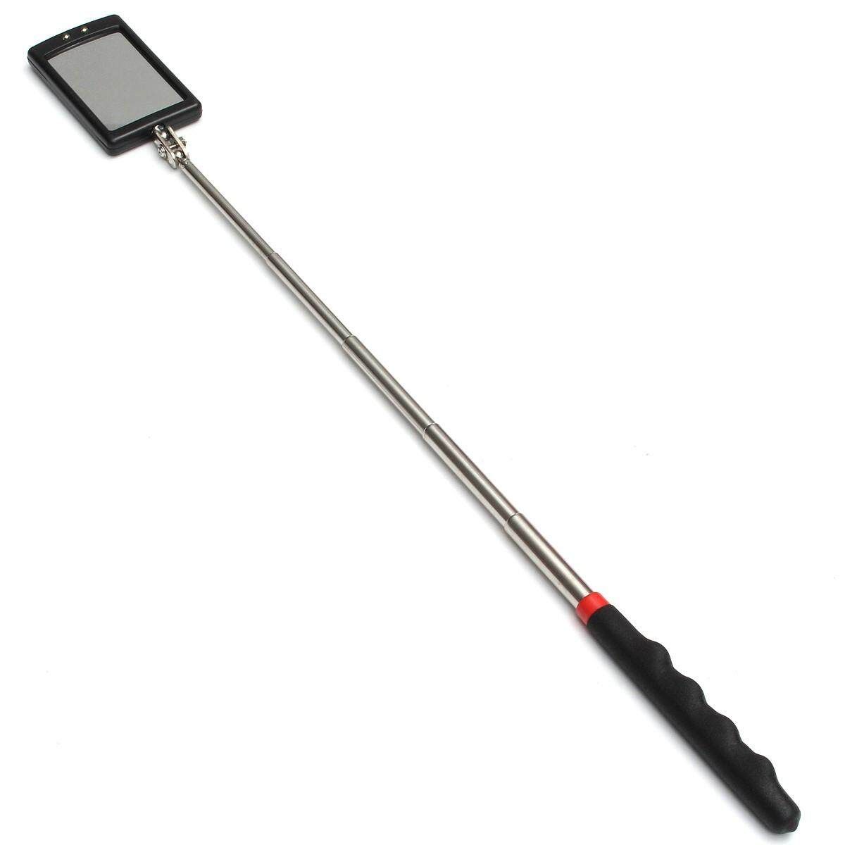 Telescopic Inspection Stick Mirror 2 Bright LED Light Extends 29-87cm Car Home