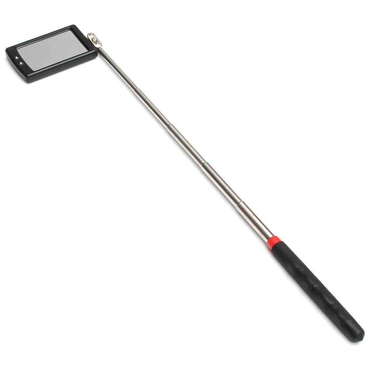 Telescopic Inspection Stick Mirror 2 Bright LED Light Extends 29-87cm Car Home