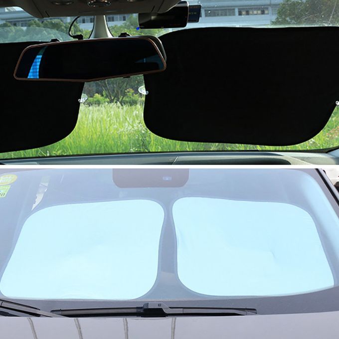 6Pcs Car Windshield Side Rear Window Sun Shade-Black Silver