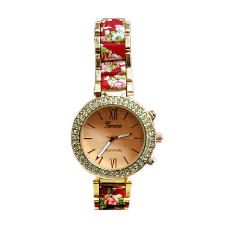 Ladies Fashion Print Watch - Red